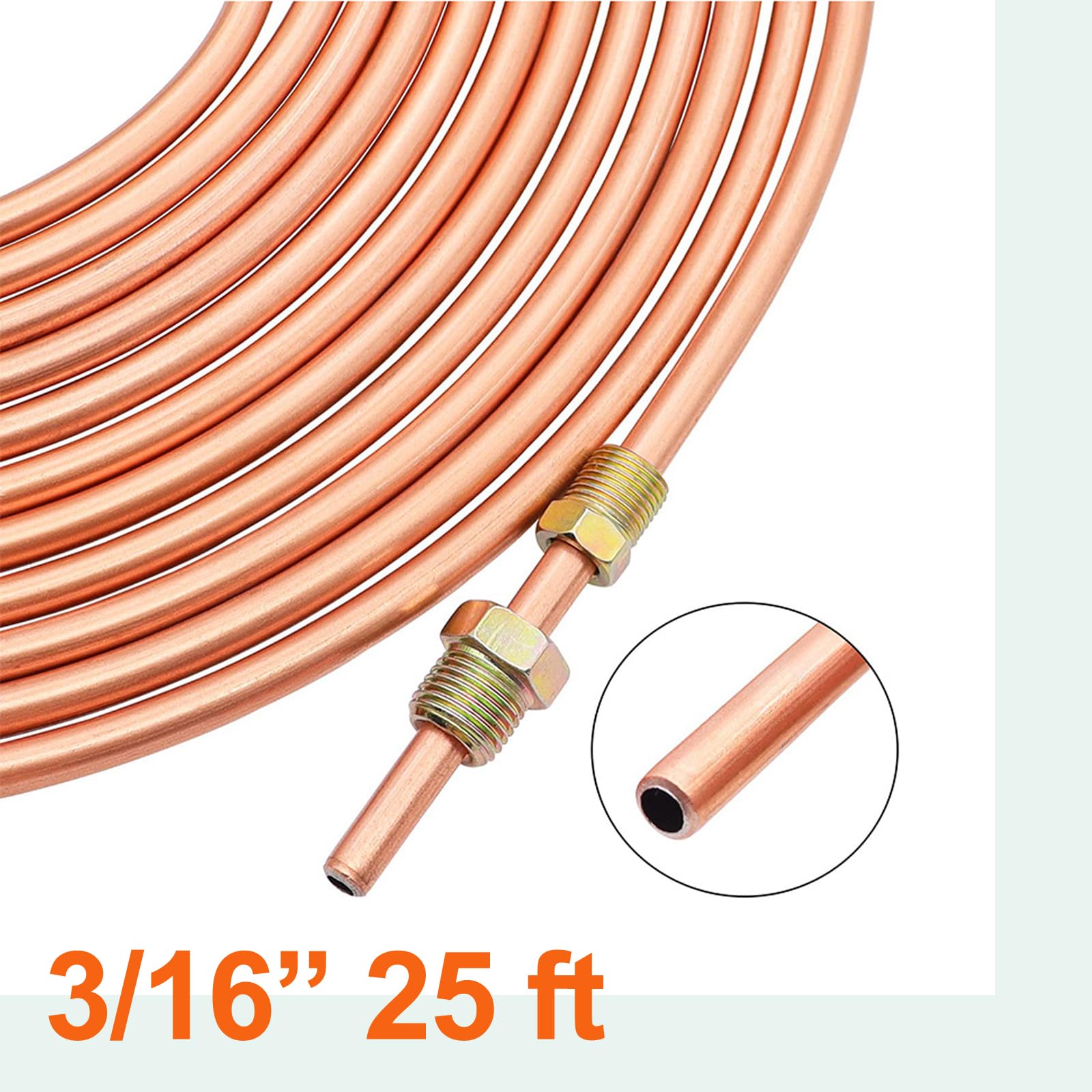 Legines 25 ft 3/16' Brake Line Kit +16pcs Fittings +Double & Single Flaring Tool