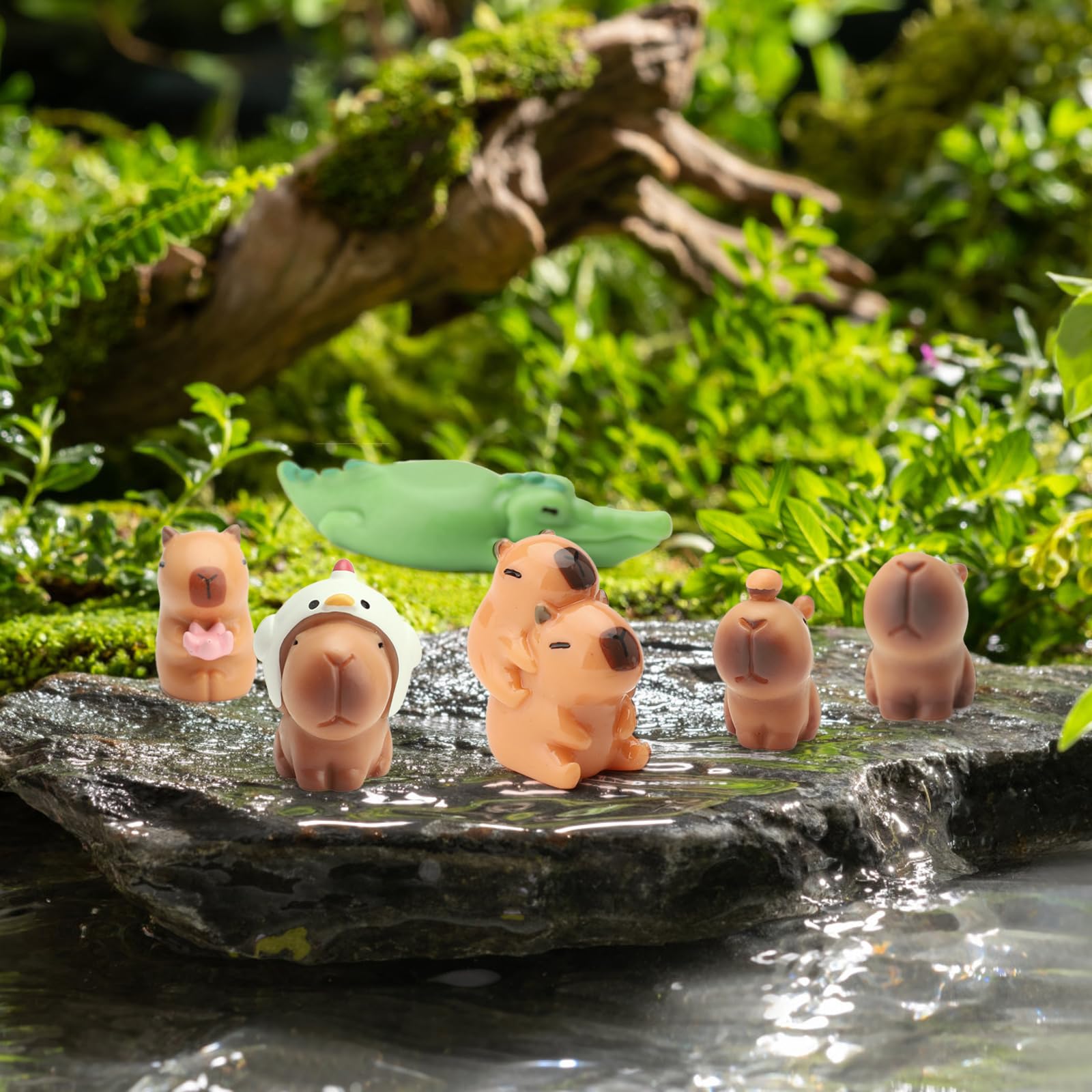 Mini Capybara zestaw 18 figurek do ciasta, mini Capybara, silikonowa, dekoracja do ogrodu wróżek, na urodziny, baby shower, imprezę, ciasto, domek dla lalek, biurko