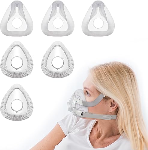 ItAll Paquete de 6 protectores de máscara para cara completa, 6 fundas de cojín reutilizables compatibles con ResMed Air FitAir Touch F20, material