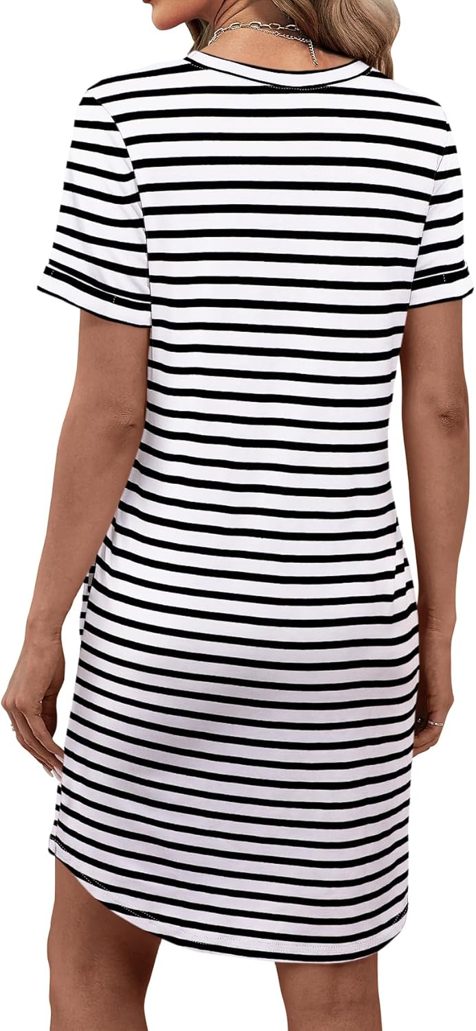 Bluetime Womens T Shirt Dresses Casual 2026 Summer Short Sleeve Loose Vacation Dress with Pockets - Image 6