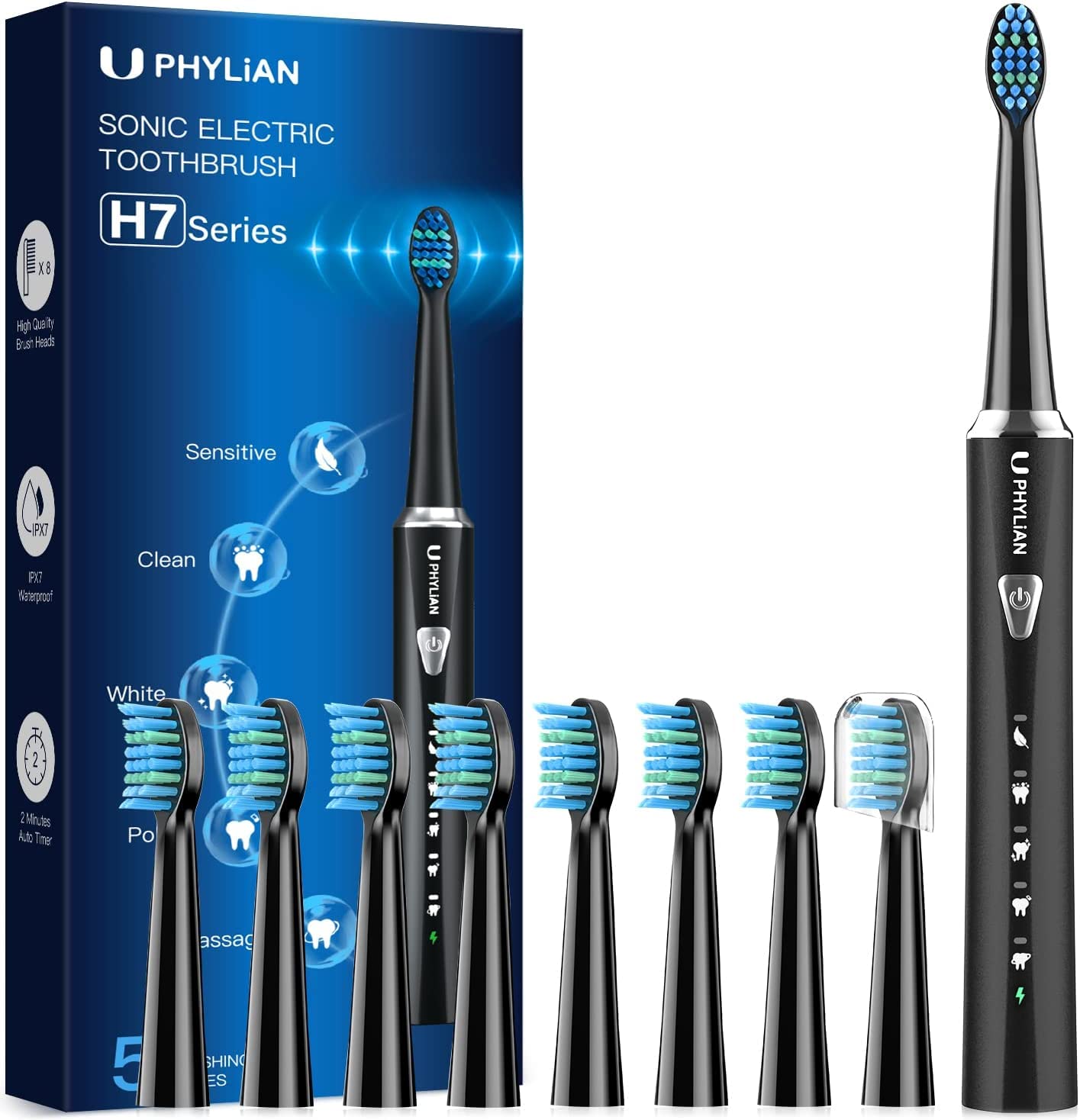 PHYLIAN Electric Toothbrush, Sonic Electric Toothbrush for