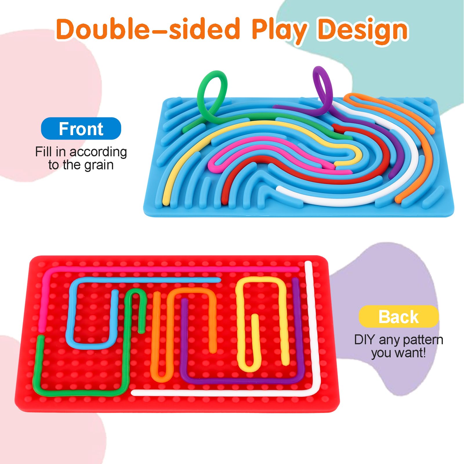 Jouet Tactile Autisme Planche Sensorielle Silicone 2PCS - Tableau D'Activité Double Face Avec 22 Cordes, Jouet Fidget Pour Enfant TDAH Autisme, Stimulation Motricité Fine