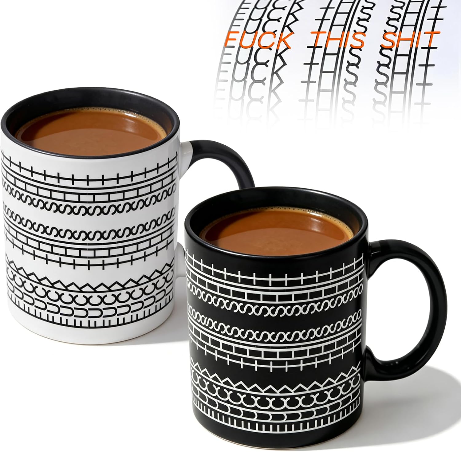 Uppsättning av 2 kaffekoppar med dolt budskap (350 ml), rolig keramisk tryckkopp,…