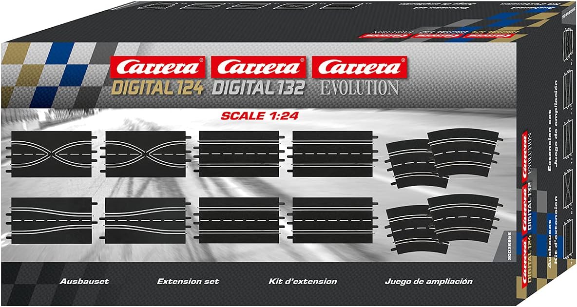 Evolution Carrera 124 Scale Track Extension Set - Accessory Pack includes 12 Pieces - For Use With Digital 124, 132 and Evolution Carrera Slot Car Racetrack Systems, Large.