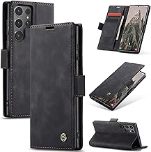 Case for Samsung Galaxy S24 Ultra 5G, Advanced Leather Case Flip Wallet Card Holder Protective Magnetic Anti-Shock Case for Samsung Galaxy S24 Ultra,Black
