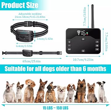 Wireless Dog Fence, Electric Dog Fence & Training Collar with Remote, Pet Containment System with Waterproof Rechargeable Receiver, Adjustable Vibration & Shock, Suitable All Dogs,for3dogs