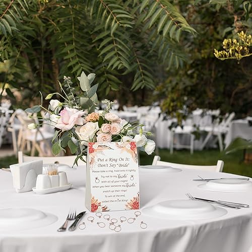 Miniatura 42 de Woanger Juego de despedida de soltera con 50 anillos falsos, juego de despedida de soltera con temática de vegetación rústica, juegos de boda