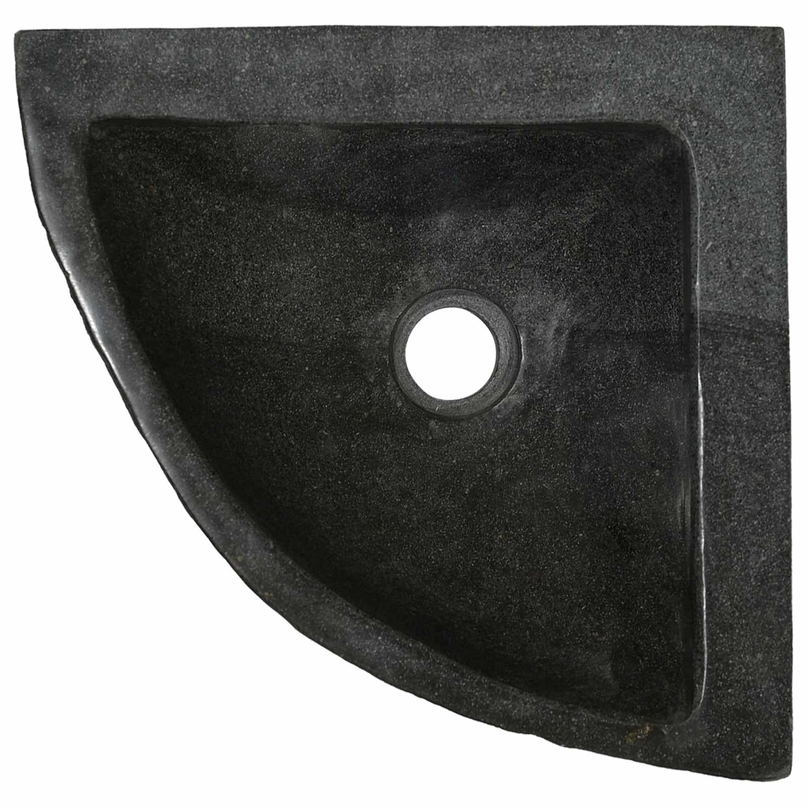 Lavabo esquinero de piedra fluvial gris, 38-45 x 38-45 x 12 cm