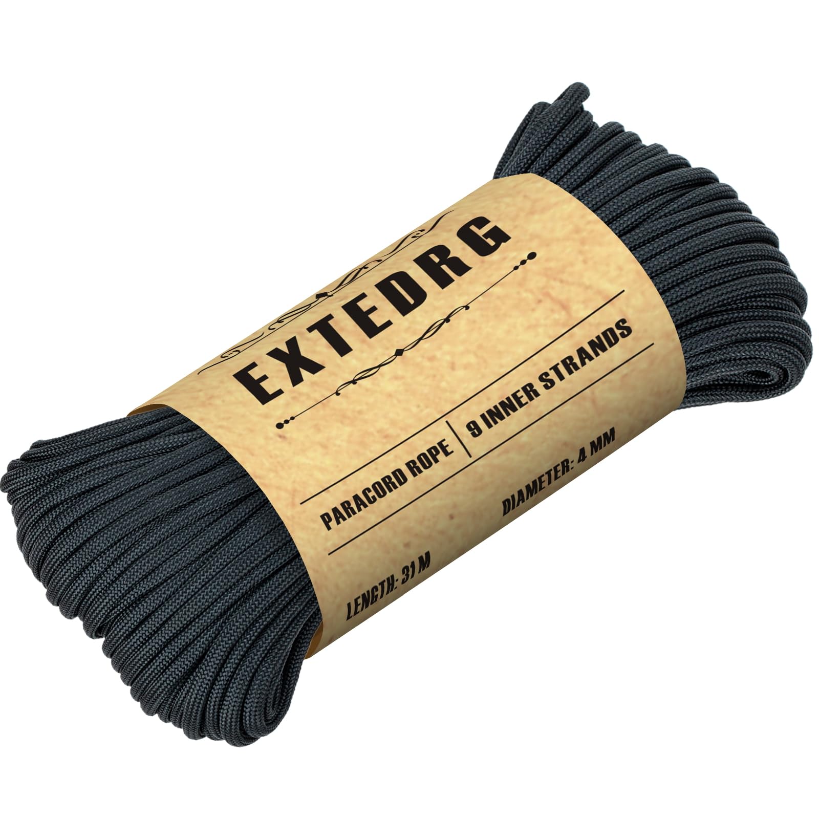 Paracorde 31m X 4mm - 7 Brins, Résistante 100kg, Pour Camping, Randonnée, Survival