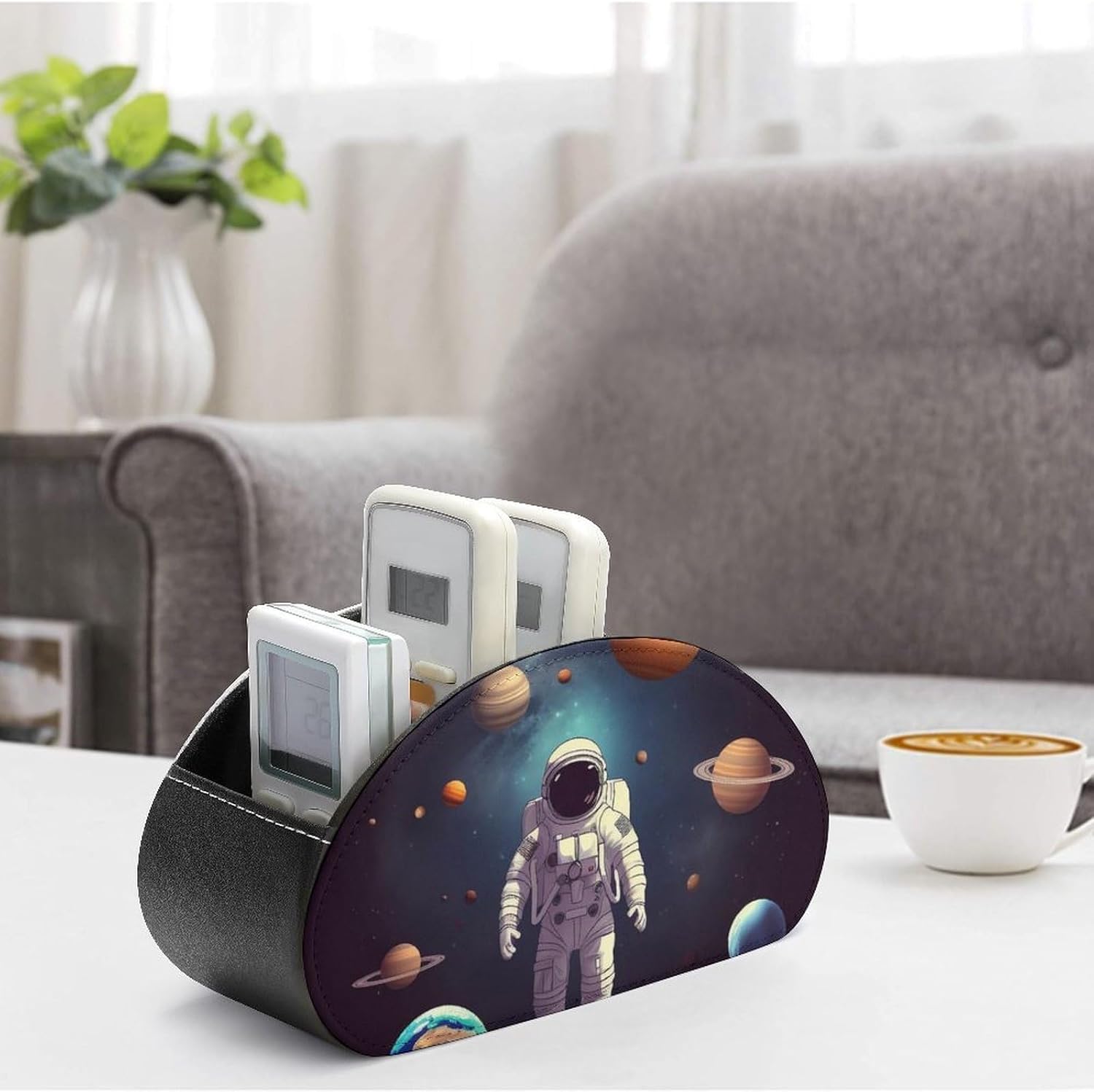 Astronaut Solar Star Planets PU Remote Storage Caddy with 5 Compartments image 4
