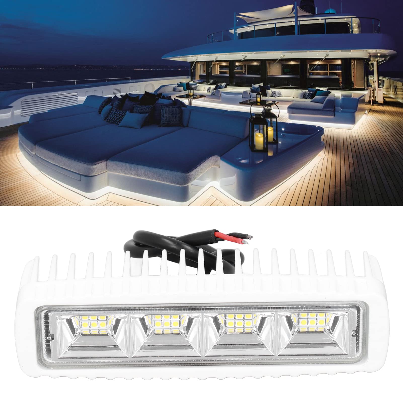 aqxreight Barre Lumineuse LED pour Bateau de 16,3 Cm, ¨¦tanche IP68, 4000 LMS, 6000 K, 12/24 V, 36 W, 120 ¡ã, Projecteur de Pont, Lampe de Remplacement pour Camping-car, Yacht Marin