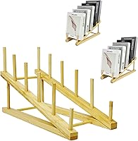 GYSLEOT 3-Pack 5-Tier Bamboo Book Stand Display - Portable Wood Easel Holder for Kids Bookshelf, Magazines, Art Prints & Retail Vendors