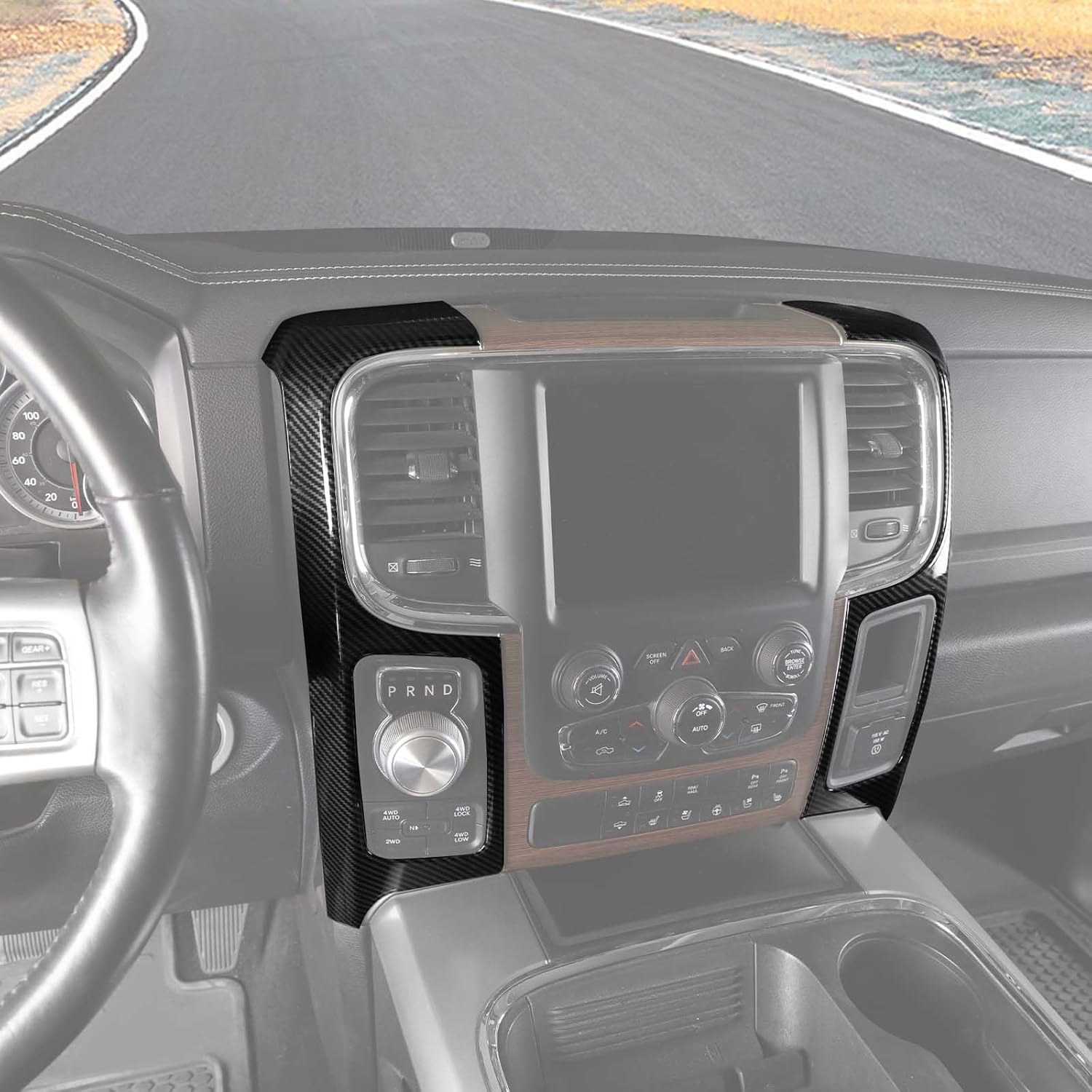 RT-TCZ for RAM Carbon Fiber Center Console Dashboard Air AC Vents Trim Cover for Dodge RAM 2012-2017 ABS Interior Accessories 2pcs