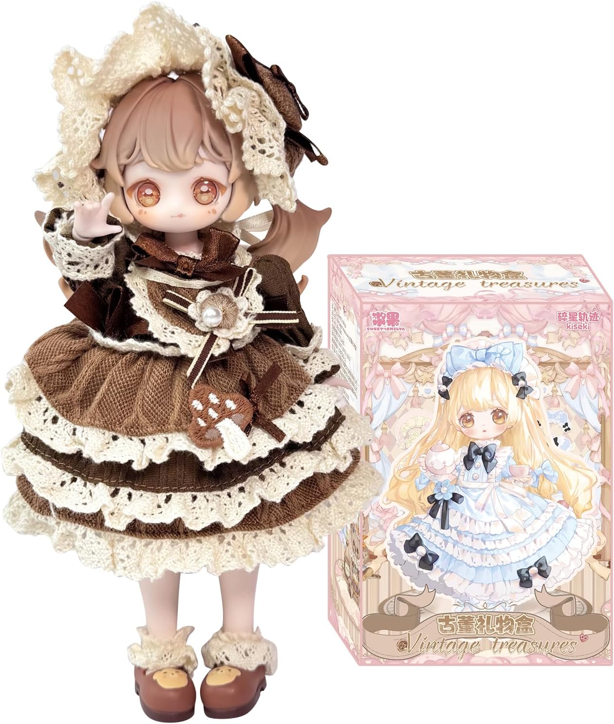 Vintage Treasures Series 7 Inches Ball Jointed Doll, BJD Blind Box 1PC (1 of 10 Possible Styles ) Cute Dressing-up Dolls Collectible Figures Birthday Gifts