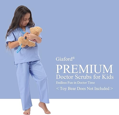 Miniatura 6 de Giaford Doctor Scrubs - Disfraz de médico para juegos de rol con estetoscopio de juguete para niños y niñas, de 3 a 8 años