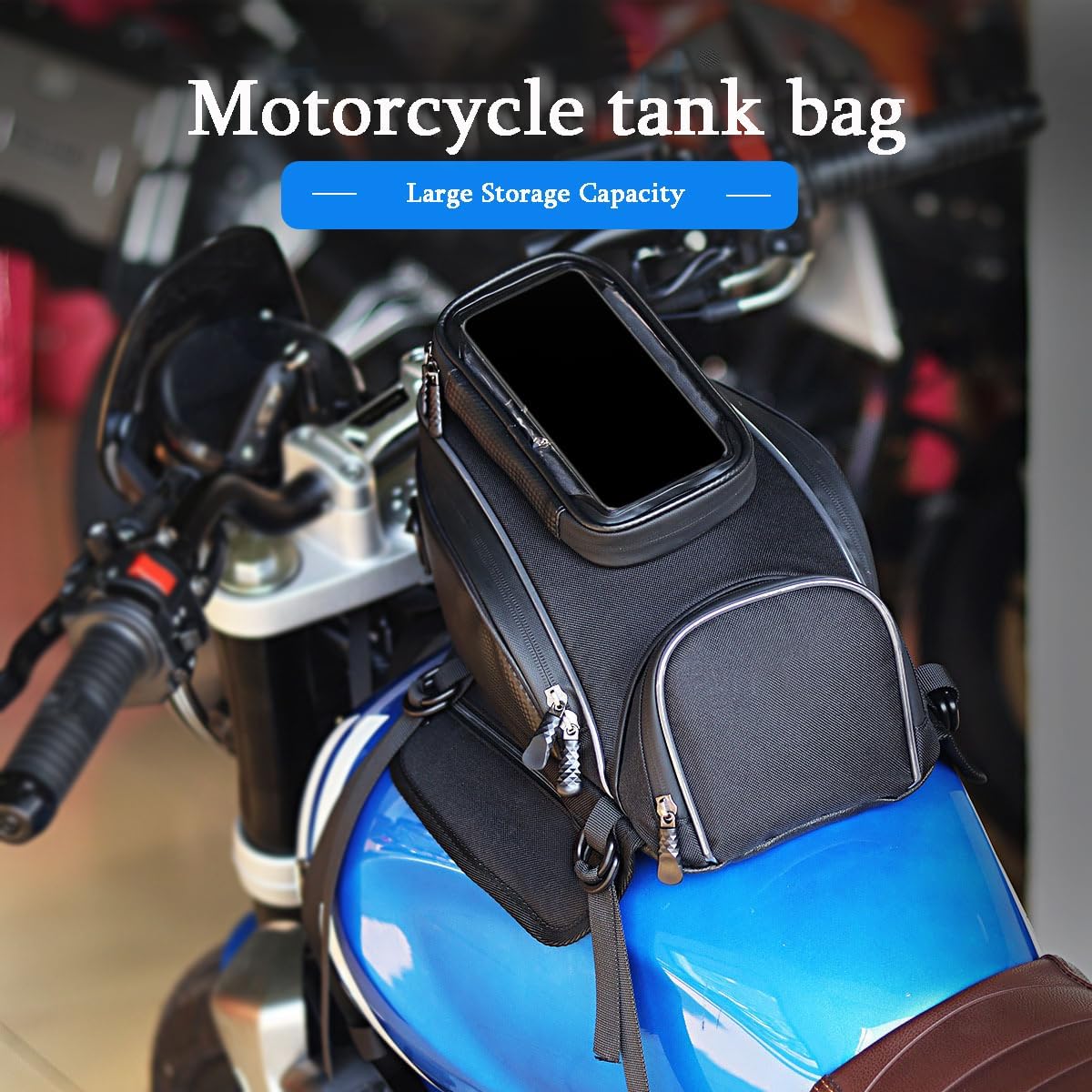 Motorcycle Tank Bag for Honda SP125 2022-2023, Large Capacity Storage with Touchscreen Phone Pocket, Multi-Pocket Design for Riding