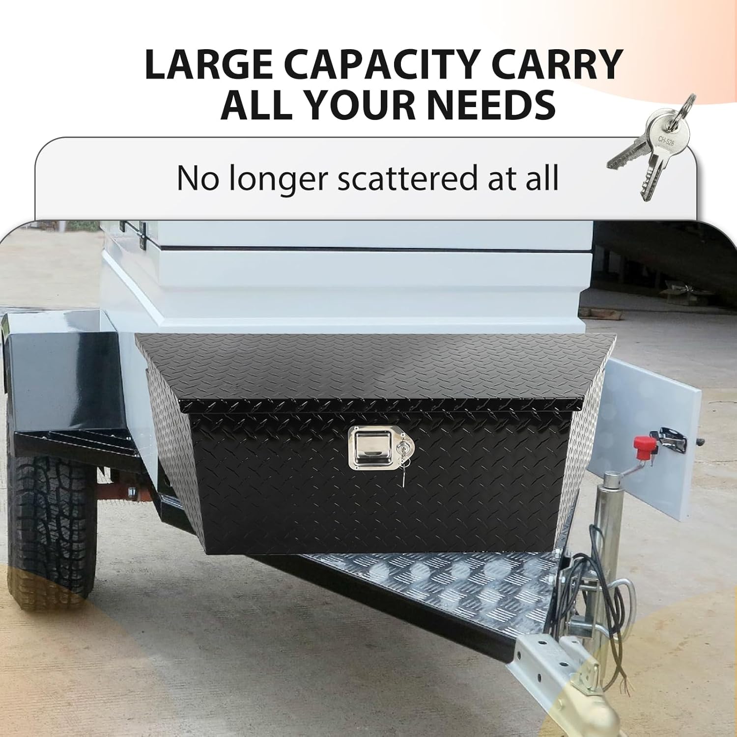 39 Inch Trailer Tongue Tool Box, Aluminum Trailer Tool Box with Lock and 2 Keys, 39" x 16.5" x 12" Heavy Duty Trailer Storage Box for Pickup Truck Bed, Black