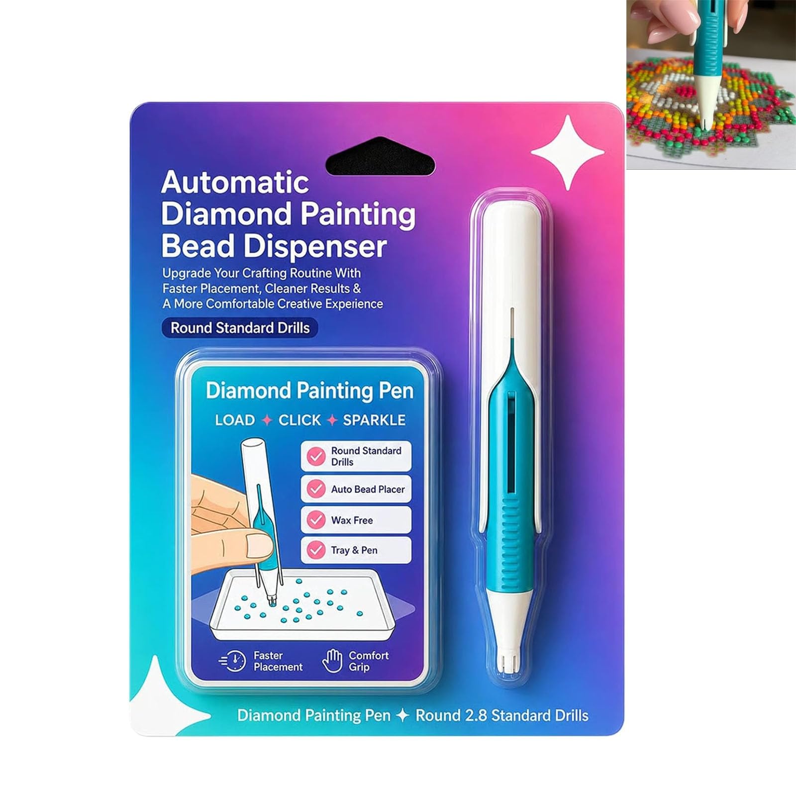 Automatic Diamond Painting Bead Dispenser-Wax-Free Bead Picker Tool (01#)