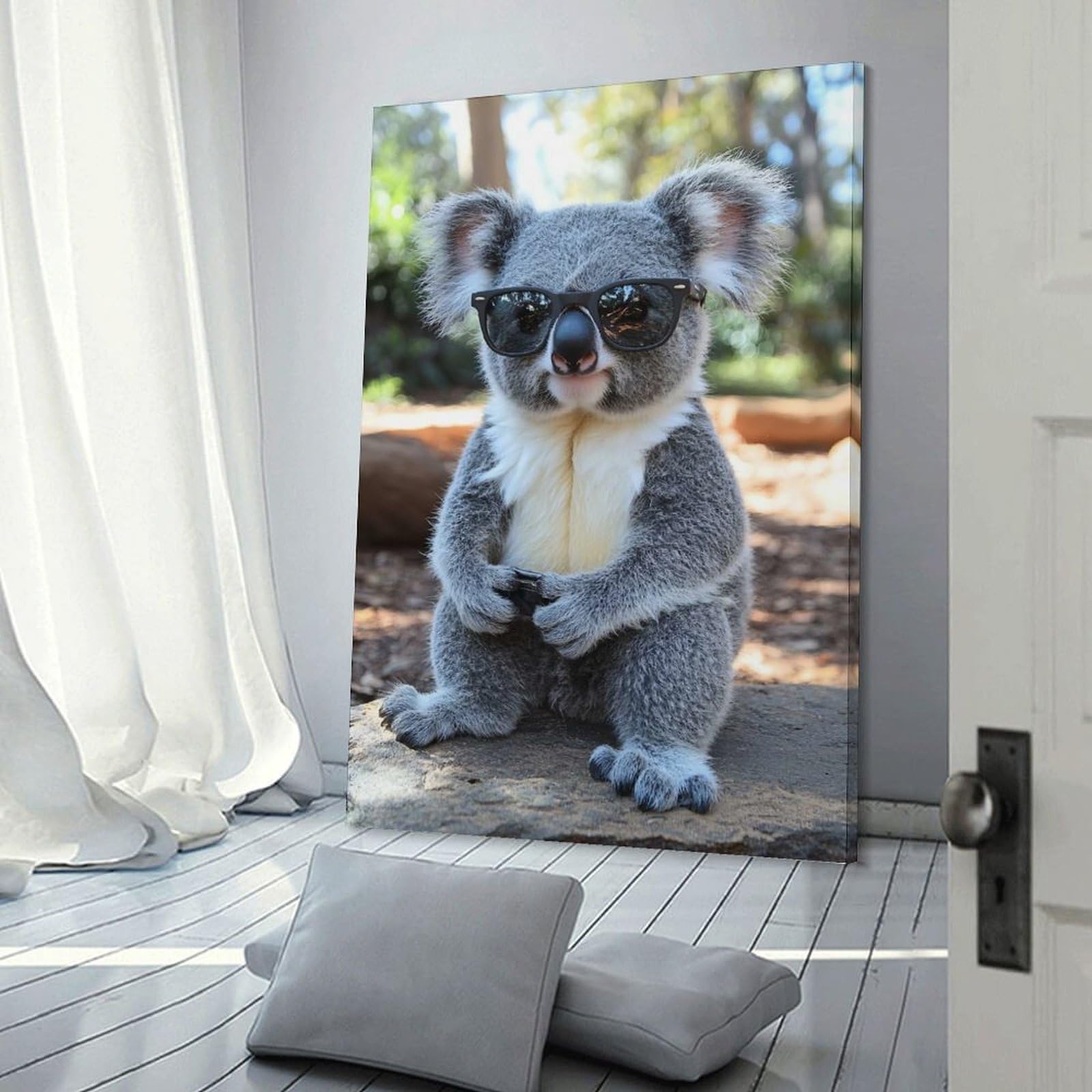Junmoney Cool Koala with Sunglasses Home Decor Wall Art 24x36inch(60x90cm), for Office, Study Or Home Workspace, Home Office Artwork with Decorative Appeal