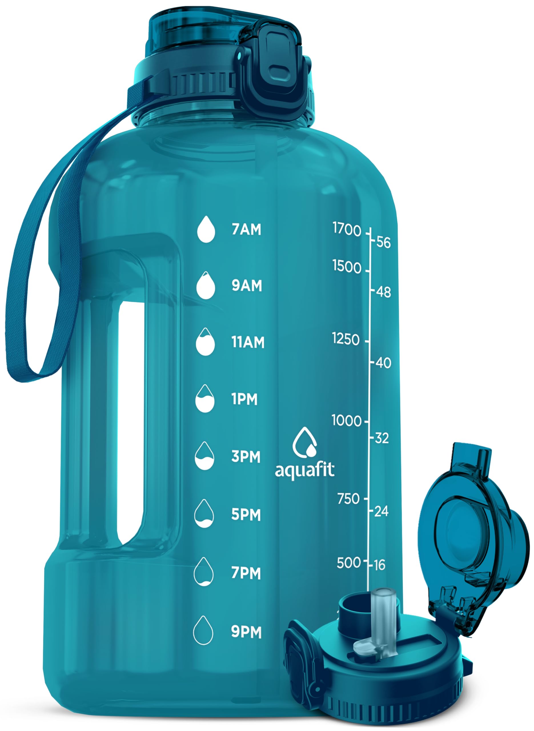AQUAFIT 64 Oz Water Bottle With Time Marker - Straw & Chug Lid - BPA - View #8