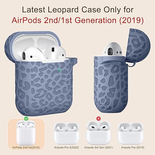 Vista 151 de Funda para Airpods de 2ª y 1ª, silicona suave, leopardo, compatible con Apple AirPods de 2ª/1ª generación de carga con llavero, a prueba de golpes