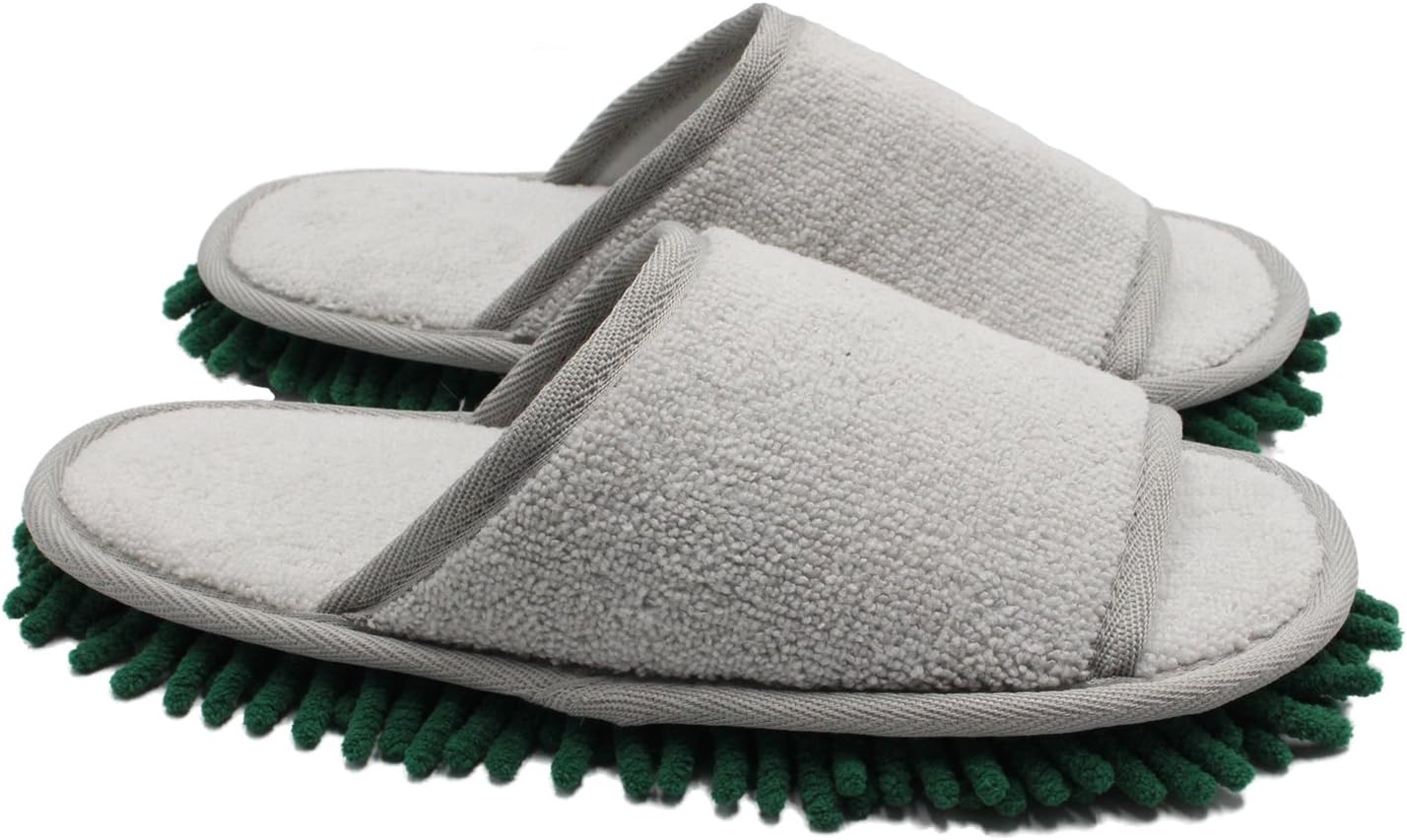Womens Microfiber Chenille House Open Toe MOP Slippers, Dust Floor Cleaning Slippers and Hand Towels,1 Set(1 PR Slipper & 1 pc Hand Towels) Multi-Colors 10 4/5"(Size 9-10)