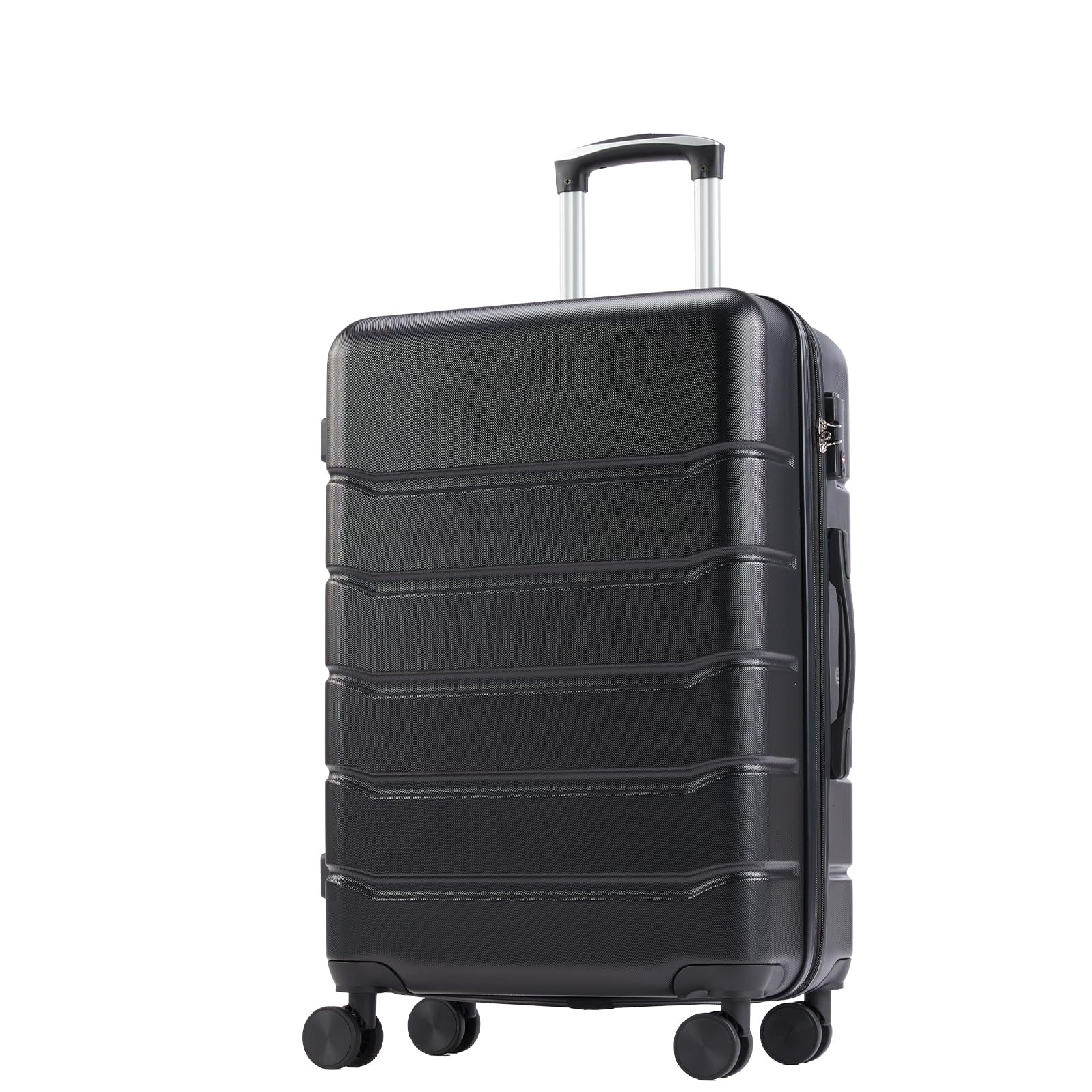 OLIXIS 25 Inch Luggage, Hardside Suitcase with Spinner Wheels, Lightweight ABS Hard Shell Checked Luggage, TSA Approved Lock, Expandable Medium Suitcase for Travel &amp; Business–Black