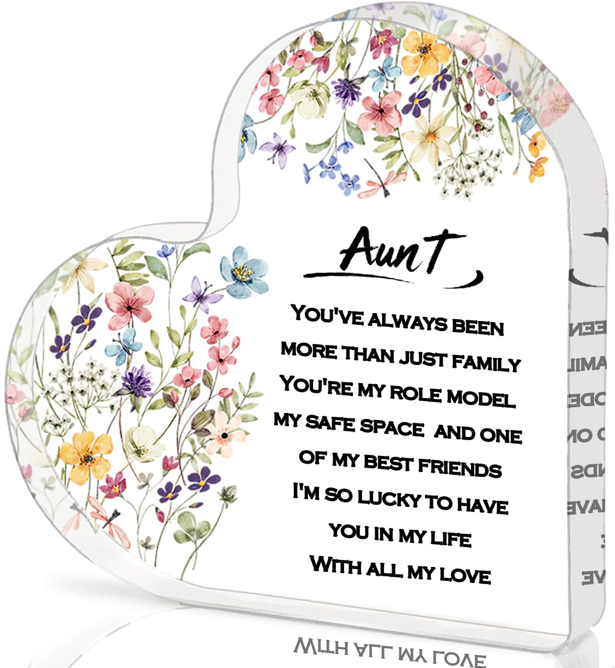 Aunt Gifts from Niece - Heart Shaped Acrylic Plaque 3.9x3.9 Inch, Birthday Gift for Auntie, Best Aunt Ever Home Decor Sign for Women, Perfect Present for Aunts
