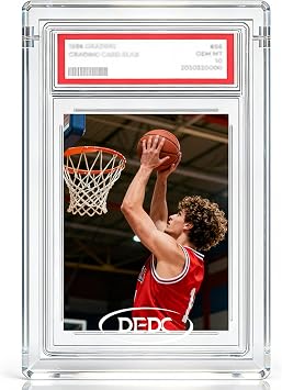 DEDC Graded Card Acrylic Display Case for PSA Standard Protector Magnetic Clear UV Protection 99.6% UVR & 99.8% Clarity 2.3cm Thick Standing IndependentlyCard Not Included with 1 Cloth