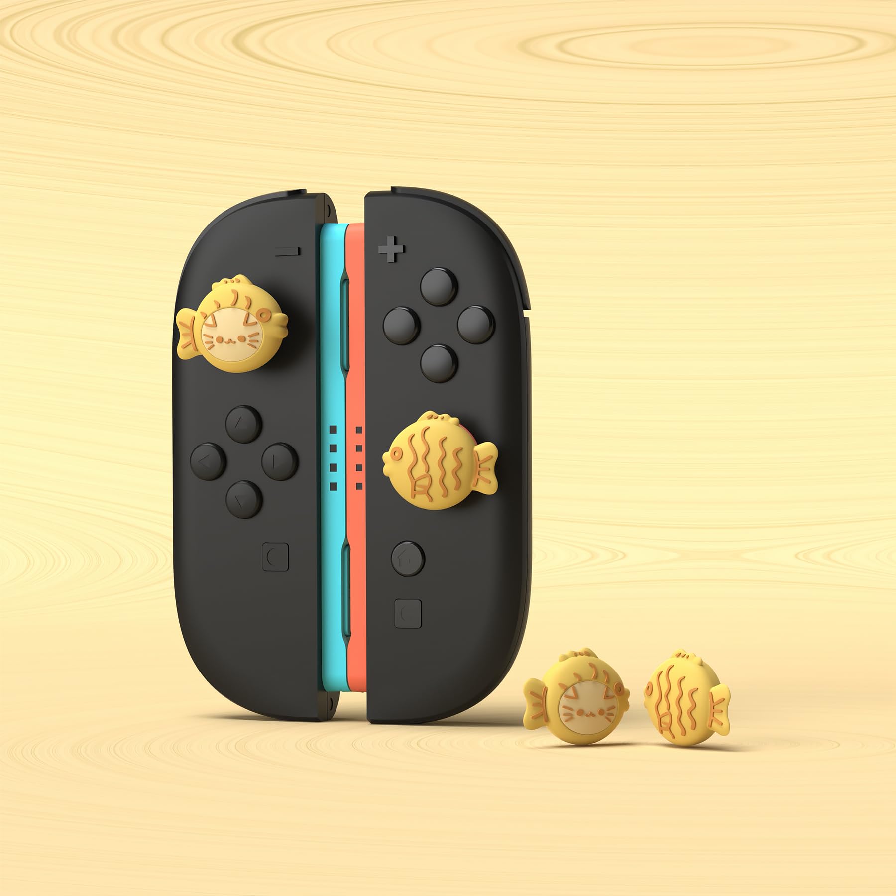 playvital Tapas para Joystick para Nintendo Switch 2 2025, 4 Piezas | Silicona Suave, Mejor Control, Antideslizante, Protección Diaria, Tacto Cómodo, Diseño Kawaii, Taiyaki Kitten