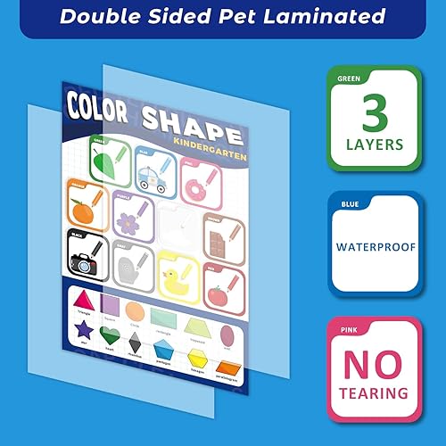 Miniatura 5 de NymphFable Set of 12 Educational Posters for Toddlers, Pre K Learning Posters for Toddlers, Nursery Homeschool Kindergarten Classroom Supplies