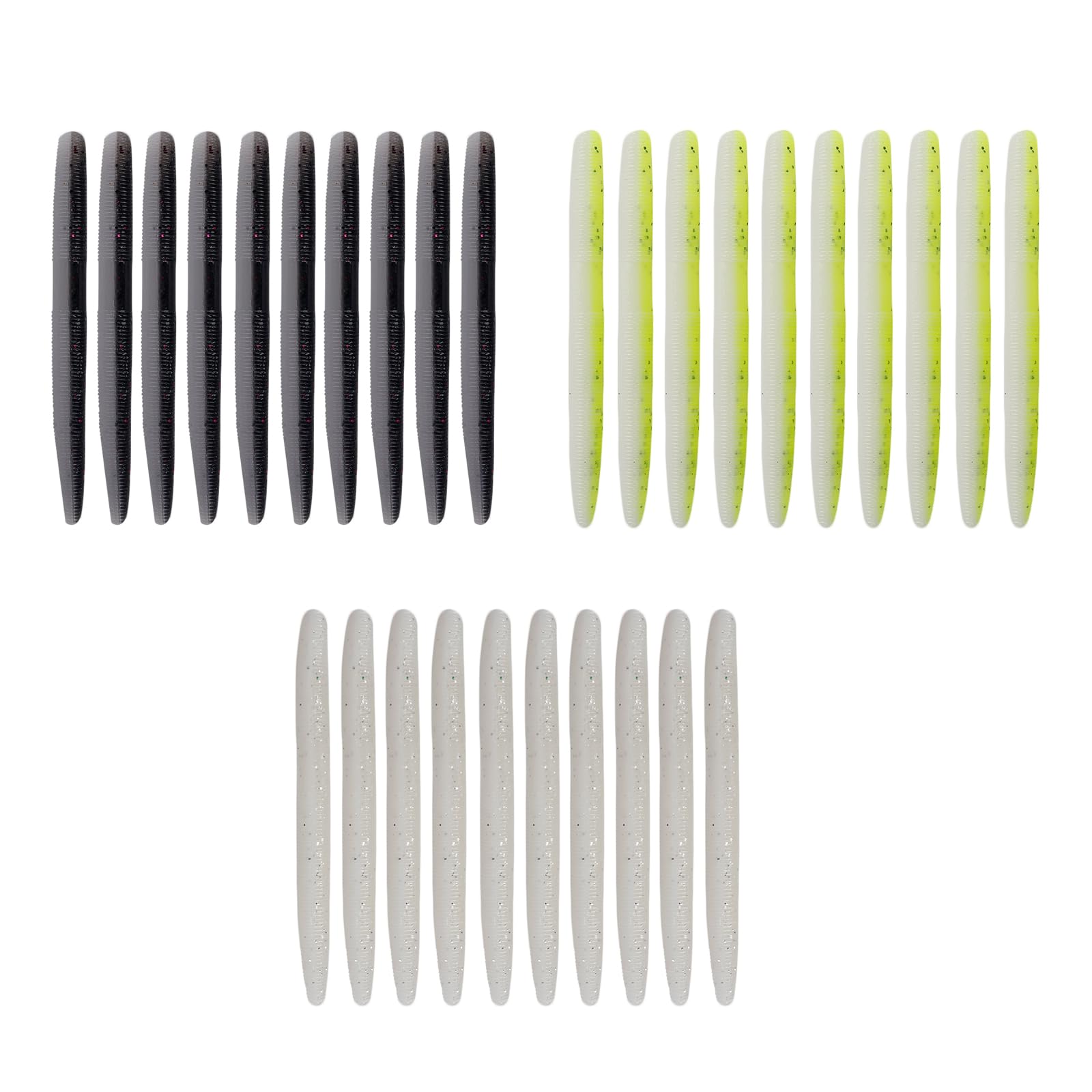 Senko Worms pour la pêche au Bar Appâts Souples salés avec Fente pour hameçon pour la pêche en mer 3,94 Pouces 30 pièces FS/RE-03
