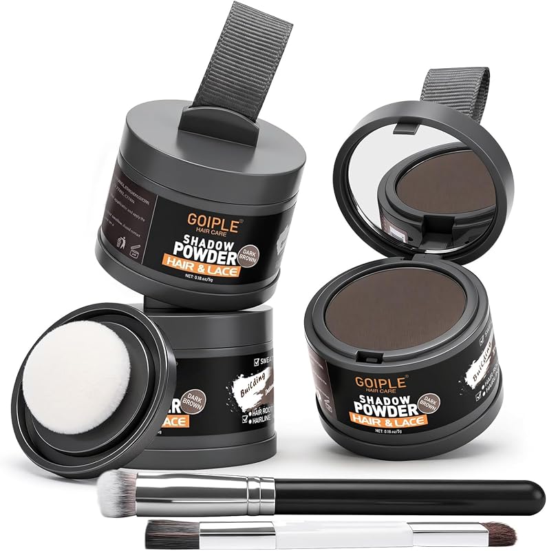 5PCS Root Cover Up Powder for Women, Root Touch Up Hair Color for Gray Coverage, Hairline Powder Instantly Conceals Hair Loss Thinning Hair Bald Spot for Bald Spots, Eyebrows, Beard Line (Dark Brown)