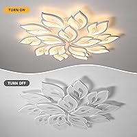 Vista 4 de JAYMP Lámpara de techo en forma de flor de 39.4 pulgadas, regulable, moderna, con control remoto, lámpara de iluminación LED para sala de estar, 5