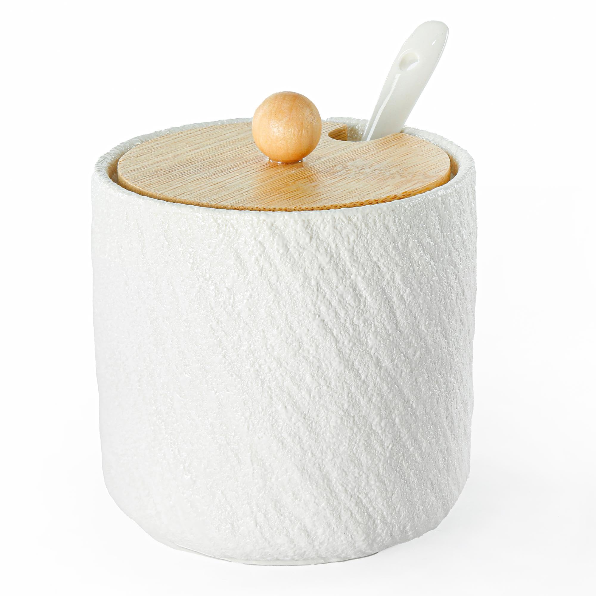 mehrido Ceramic Sugar Bowl with Lid and Spoon – 270ml Farmhouse Sugar Jar for Kitchen, Coffee Bar, and Home, Sugar Container for Coffee, Tea, and Baking