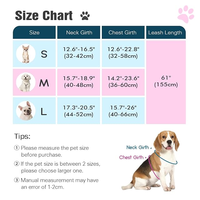 Foto 2 de 7 de Pawaboo Conjunto de arnés y Correa Ajustable para Perros pequeños