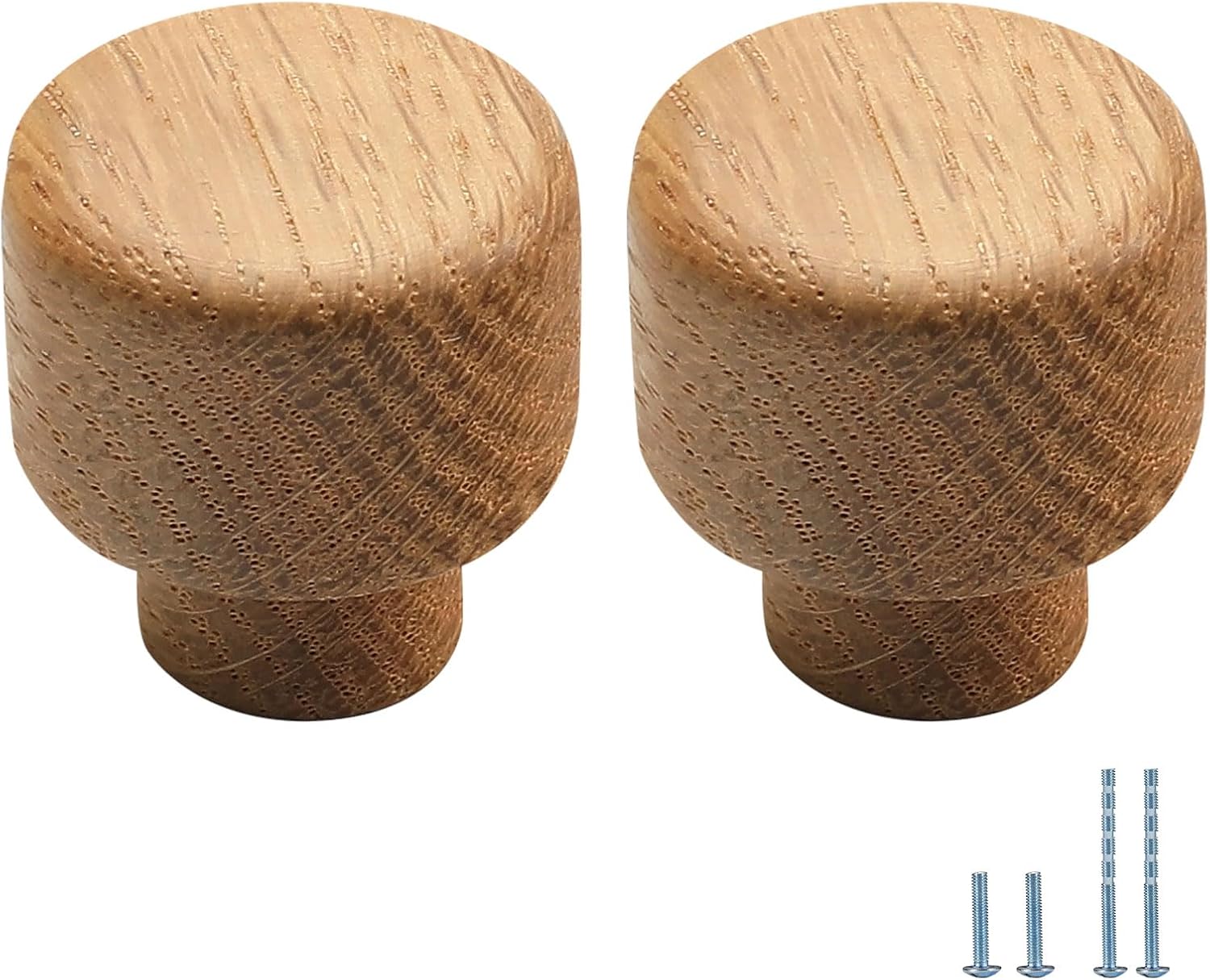 6 pcs Oak Round Chinese-Style Cute Cabinet Door Handles Cabinet Drawer Pulls Single-Hole Wardrobe Knobs Wooden Door
