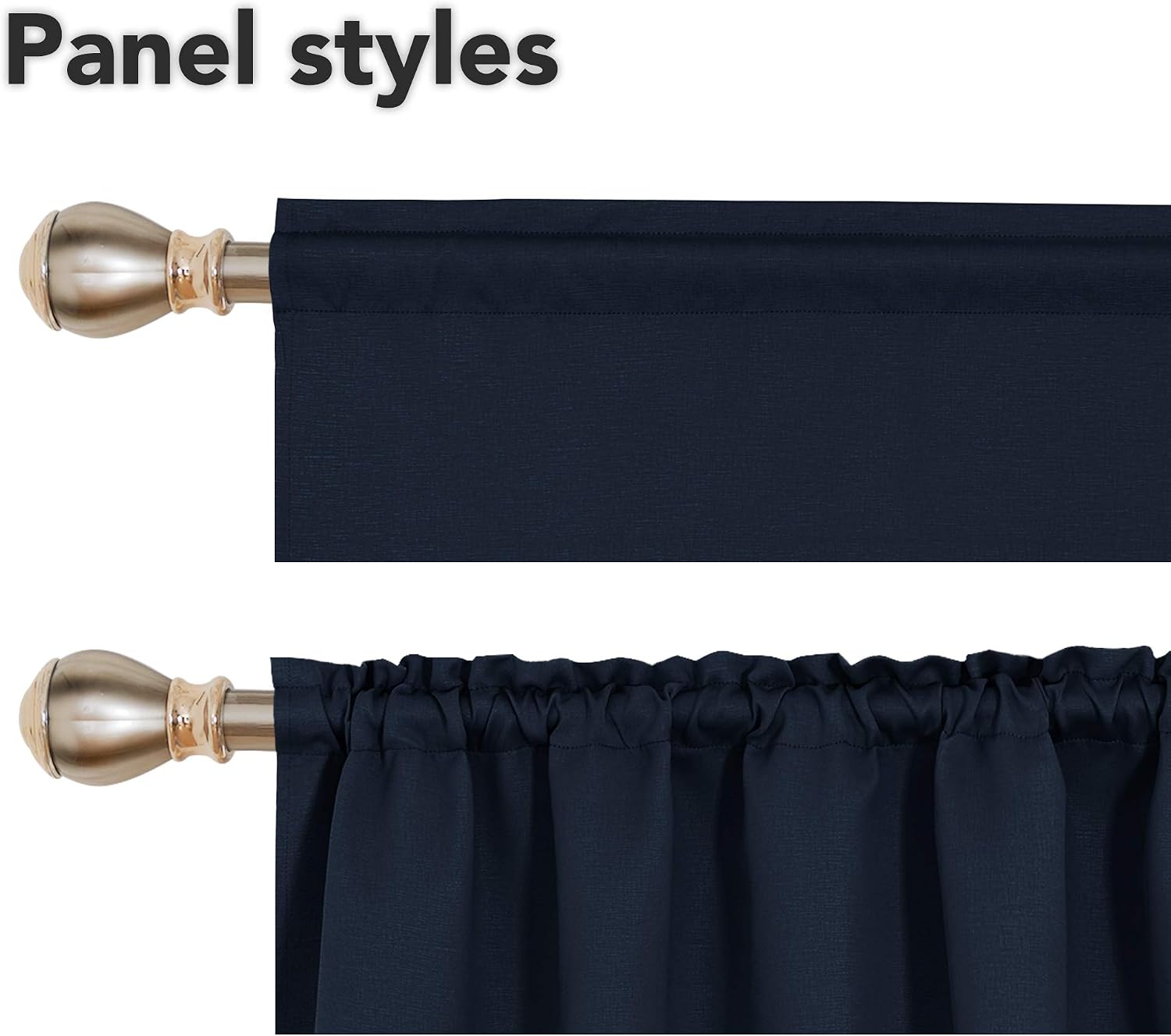 Deconovo Navy Blue Valances for Window Kitchen Valance Textured Embossed Blackout Valance Curtain 52x18 Inch 2 PCS
