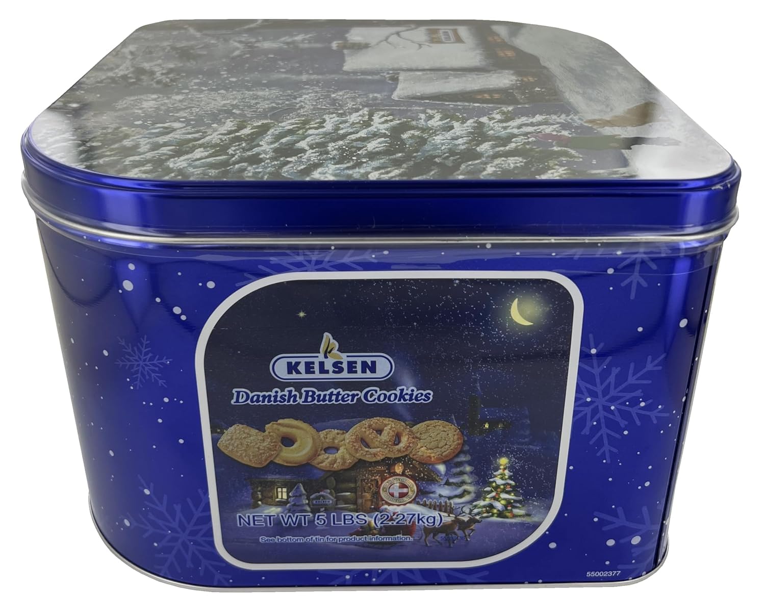 Danish cookie (Kelsen).Kelsen Danish Butter Cookies in Decorative Holiday Tin, 80 Ounce (300 Cookies). Christmas Butter Cookies 5 Lb . Best Holiday Present For Friends, Entire Family, Corporate, Clients, Coworkers, Schools. Come With Maryse's Place Holidays Bags.