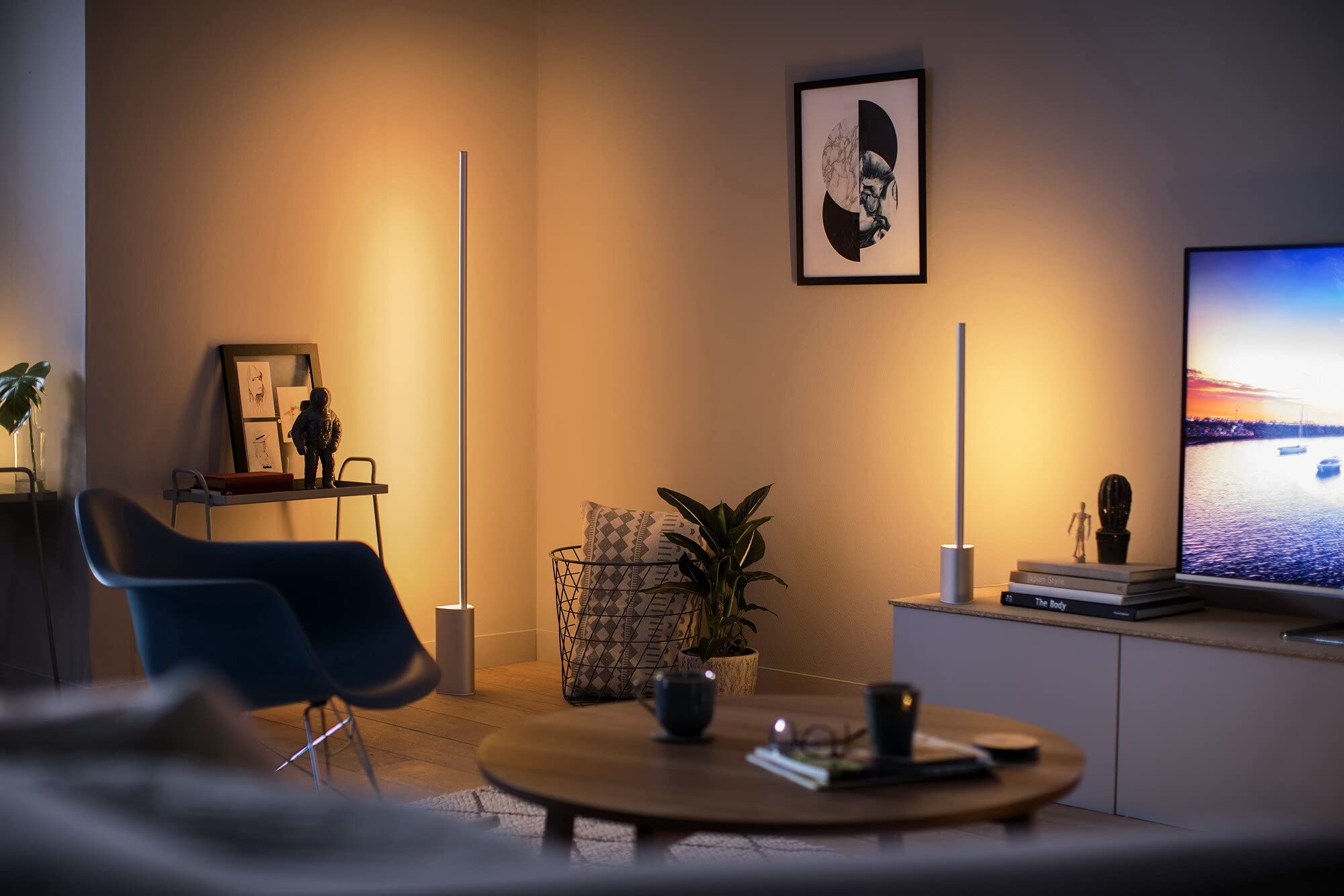 Philips Hue White & Color Ambiance Signe LED Stehleuchte (2.550 lm), dimmbare Stehlampe für das Hue Lichtsystem mit 16 Mio. Farben, smarte Lichtsteuerung über Sprache und App, silber