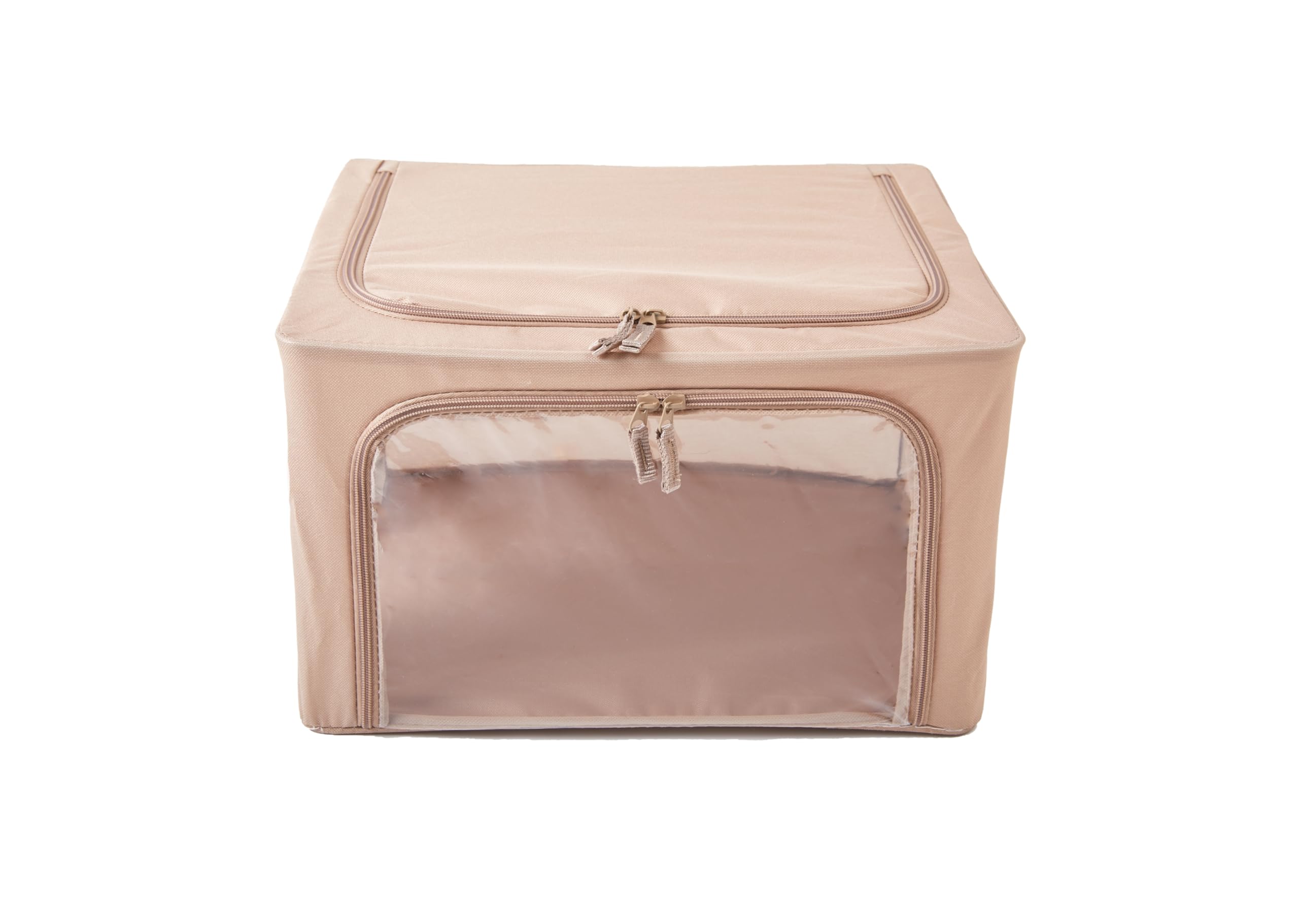 Periea ‘Beau’ Folding Collapsible Stackable Fabric Home Storage Boxes with Steel Frames (Camel, Small)