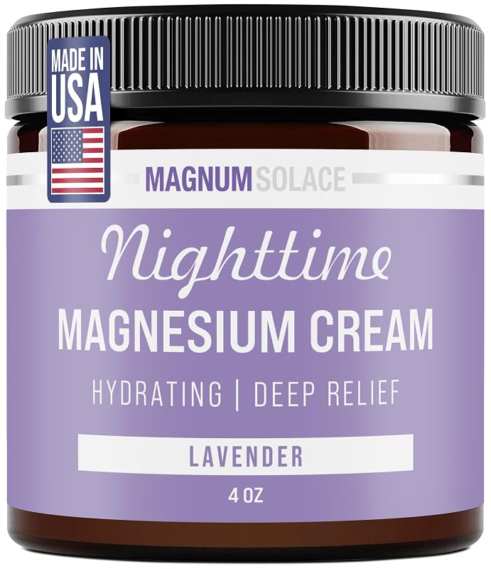 Magnum Solace Creme de Magnésio para Uso Noturno com Cloreto de Magnésio, 250 mg por colher de chá, 6.000 mg, 1 pote