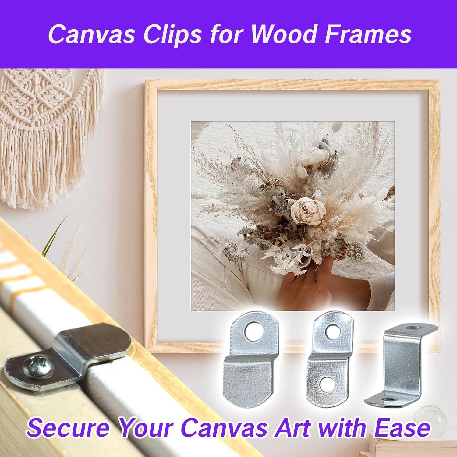 Complete canvas clips set with screws included