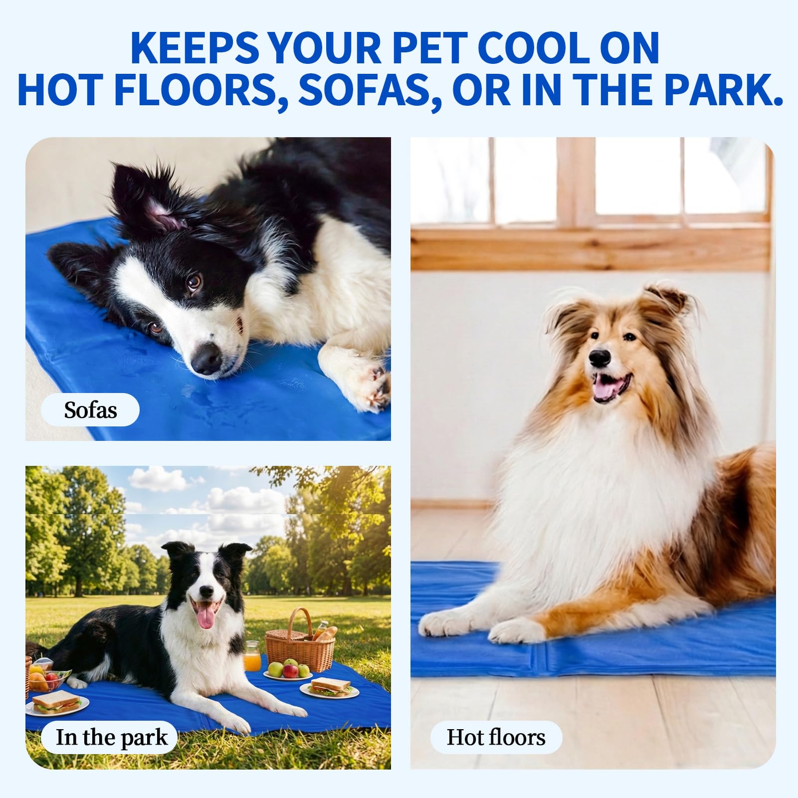 Tapis de refroidissement pour chien avec noyau de refroidissement haute efficacité pour une dissipation instantanée de la chaleur, pas d'électricité nécessaire, lit auto-rafraîchissant avec