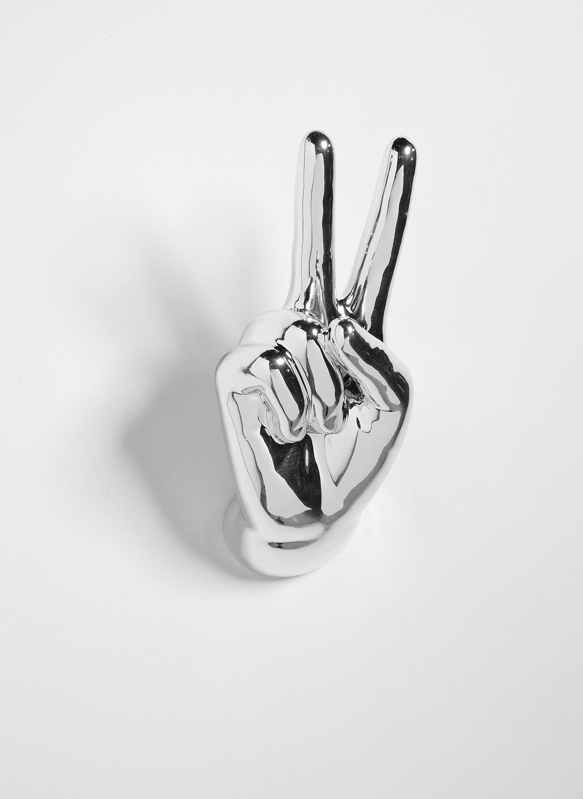 Interior Illusions Plus Silver Peace Hand Wall Mount - 9 Inch Tall Gift and Home Decor