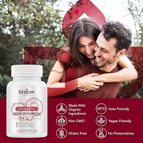 Miniatura 4 de Cápsulas de hongos Reishi, Ganoderma Lucidum orgánico para apoyo inmunológico, salud cardiovascular y energía, sin gluten, sin OMG, apto para