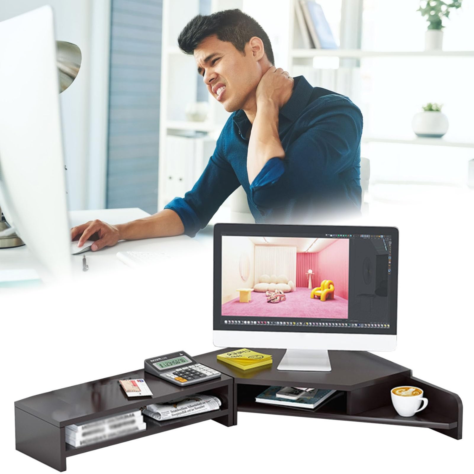 Réduisant le stress cervical le support de moniteur ergonomique corrige la posture de bureau