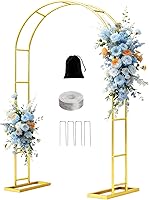Nisoger 7.2FT Metal Garden Arch Trellis Arbor with Thick Steel Base - Stable Wedding Pergola for Climbing Plants & Events