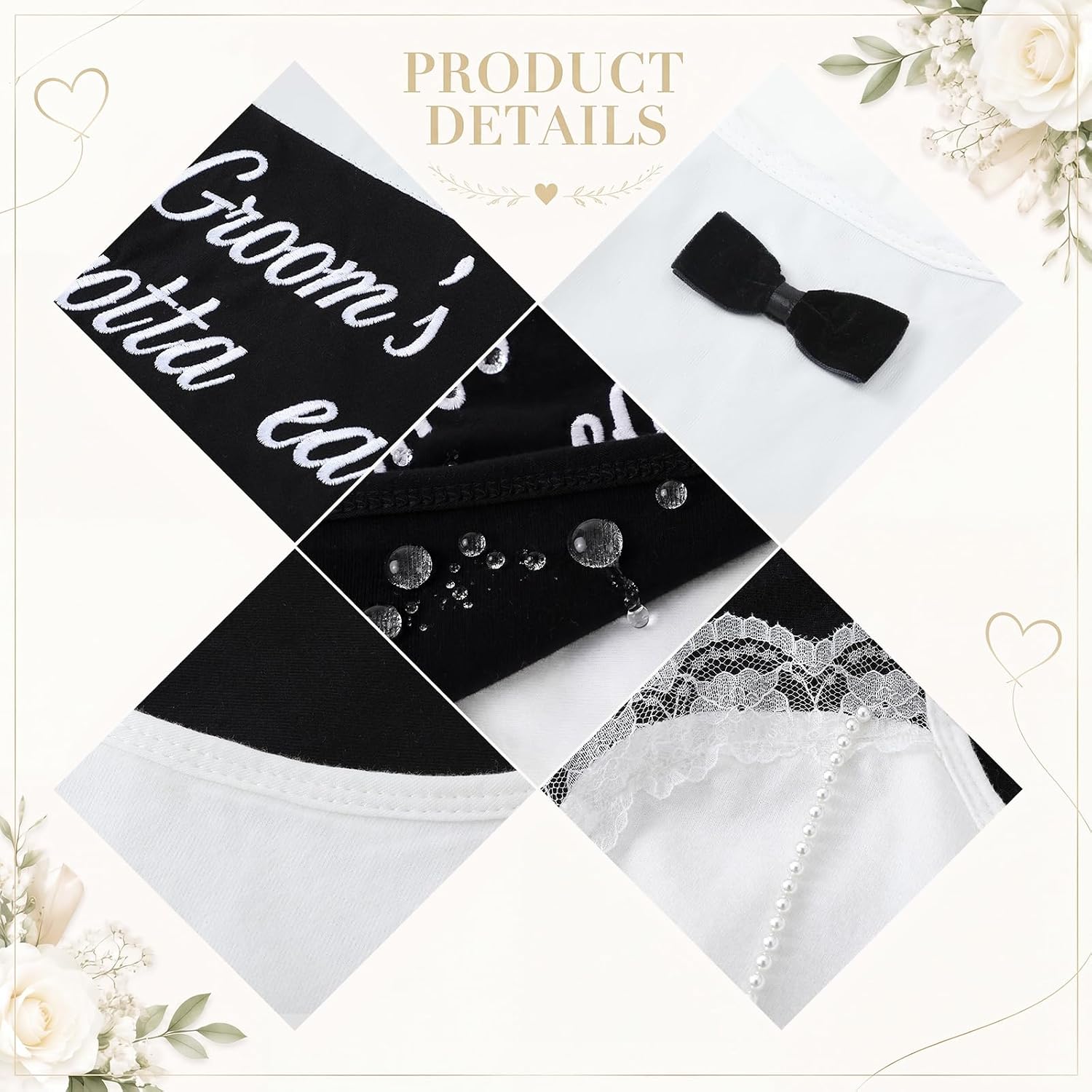 Newcotte Bride Groom Bib Wedding Clothing Protector Brides/Groom's Gotta Eat Bib Washable for Bridal Shower Engagement