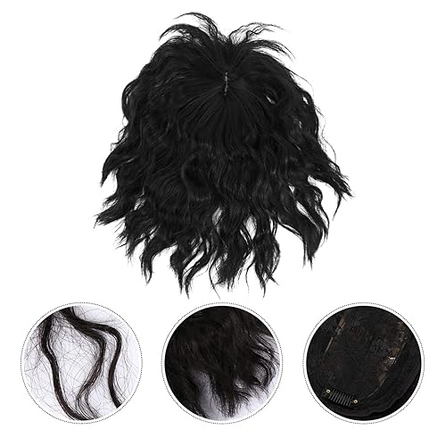 Miniatura 7 de KALLORY Peluca de pelo sintético de repuesto para mujer, peluca rizada con flequillo, peluca de fiesta de Navidad, disfraz de Halloween, peluca